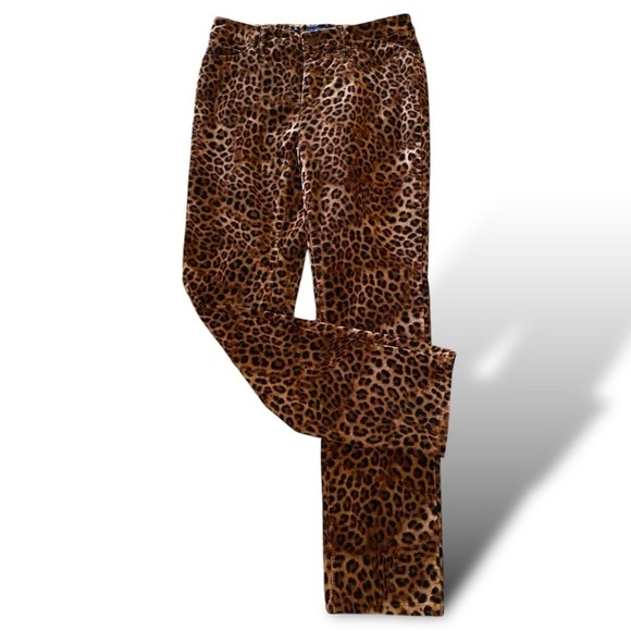 CHARTER CLUB Lexington Straight Leg Leopard Print Corduroy Pants Size 6 - Picture 2 of 15
